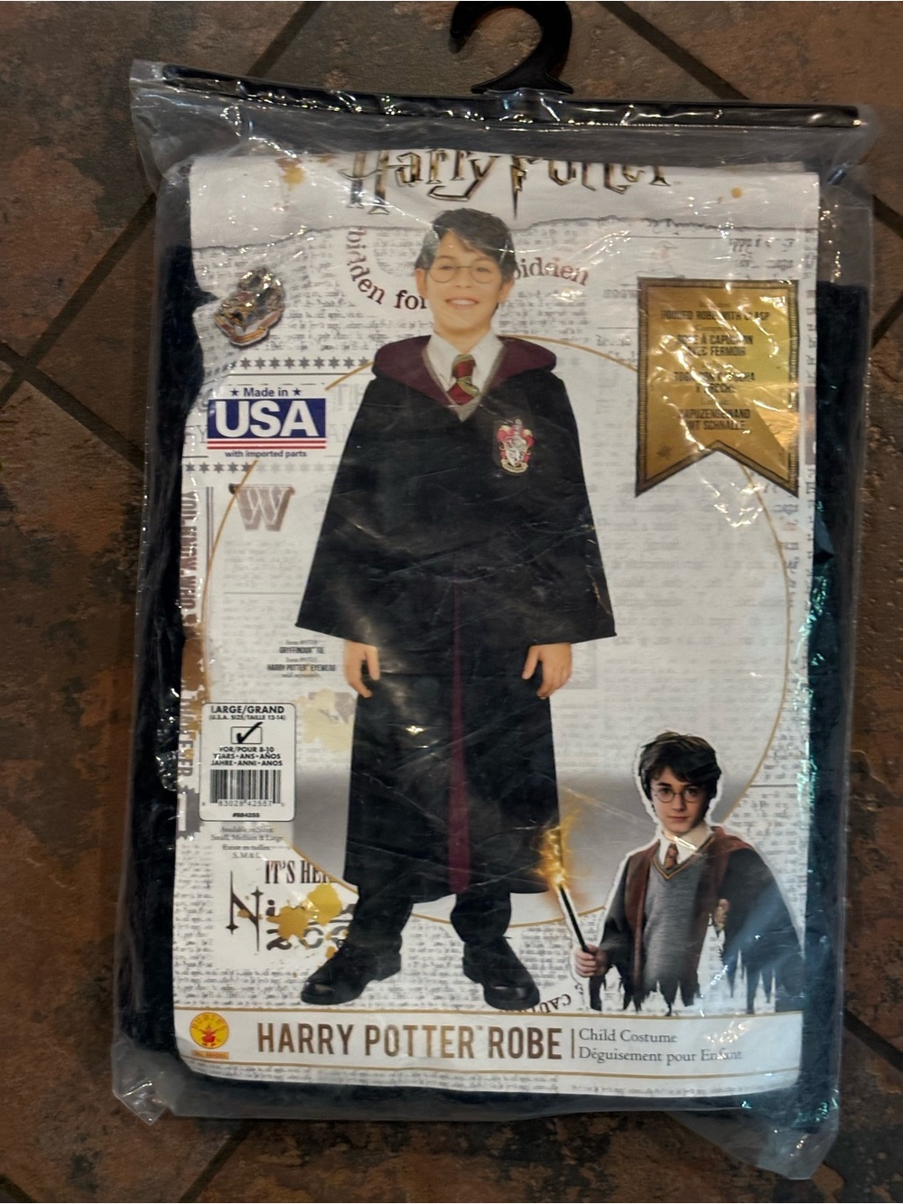 Warner Bros. Harry Potter Gryffindor Robe - Black with Red Trim and Gold Crest
